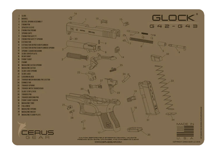 Cerus Gear podložka pro čištění zbraní GLOCK 42-43, béžová