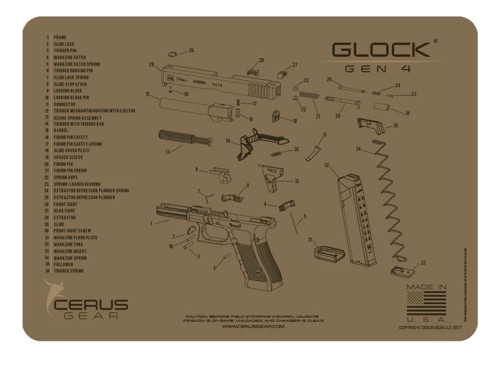 Cerus Gear podložka pro čištění zbraní GLOCK GEN4, béžová