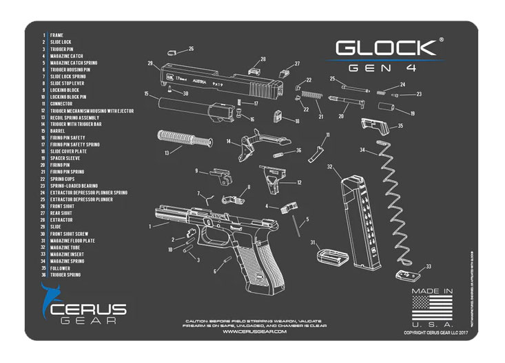 Cerus Gear podložka pro čištění zbraní GLOCK GEN4, šedá