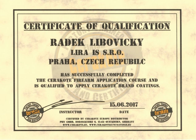 Certifikat Cerakote